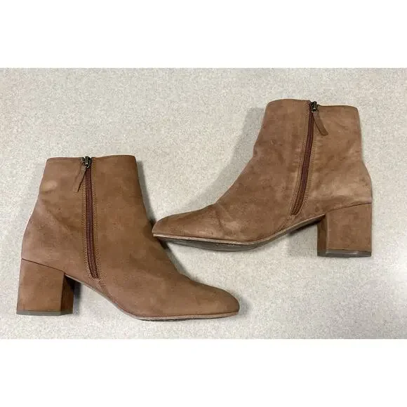 Halogen 'Cori' Round Toe Bootie, Rust Colored Suede, Womens Size 11 Side Zipper - Picture 5 of 11